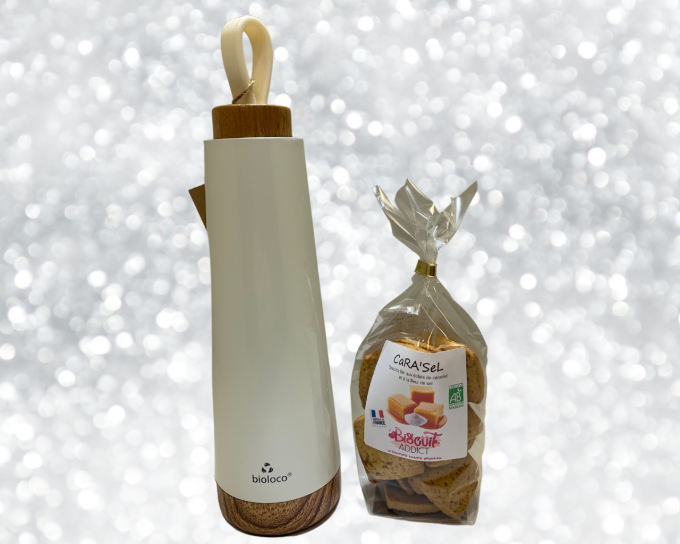 Bouteille isotherme blanche et CaraseL
